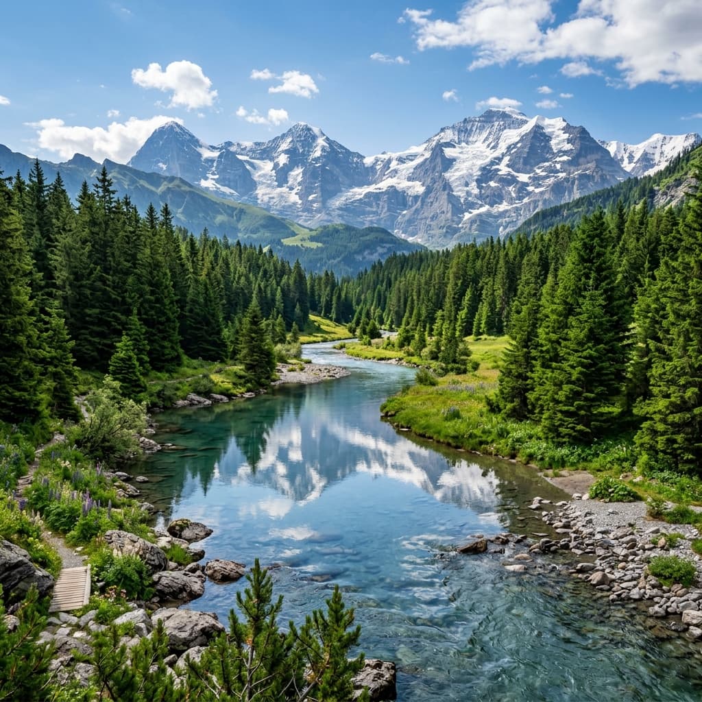 River winding through mountains